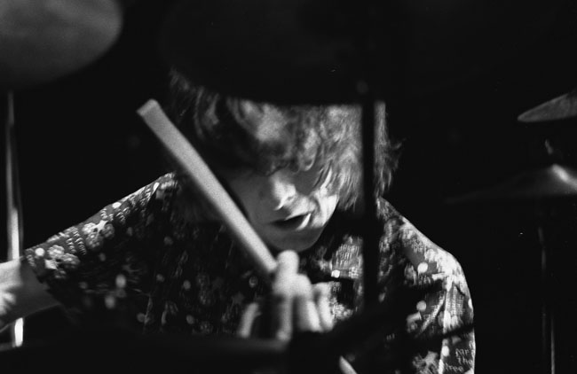 B.J. Wilson, drummer of Procol Harum, playing the drums