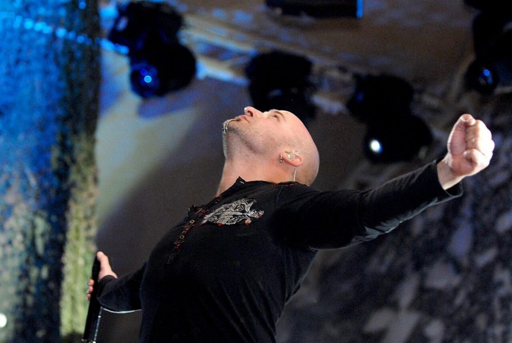 David Draiman of Disturbed performing live